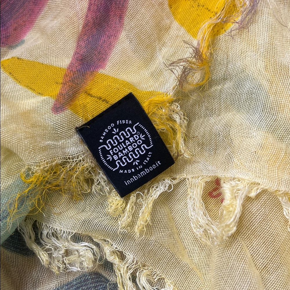 Bamboo Multicolor Leaf Design Scarf - image 2